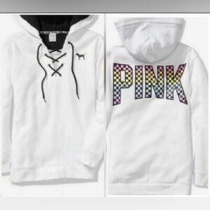 PINK CHECKERED HOODIE